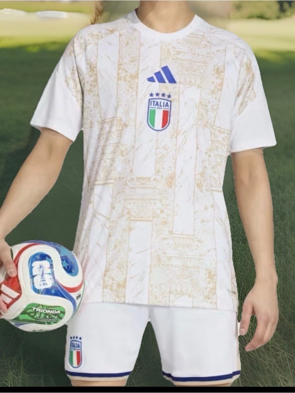 Adidas Italy Football Team Men’s Pre-match Jersey Sz XL, 2XL White Slim Fit New